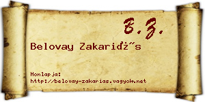 Belovay Zakariás névjegykártya